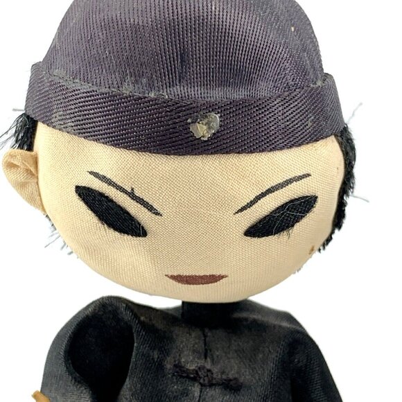 Asian Hand Made Folk Art Doll Family Wood Silk Cloth 6" Lot of 2 Vintage - Picture 3 of 11